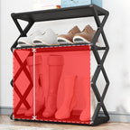 4 Tier Foldable Shoe Rack, Standing Shoe Storage Organizer with No Tool Assembly for Hallway Entryway Bedroom (Black)