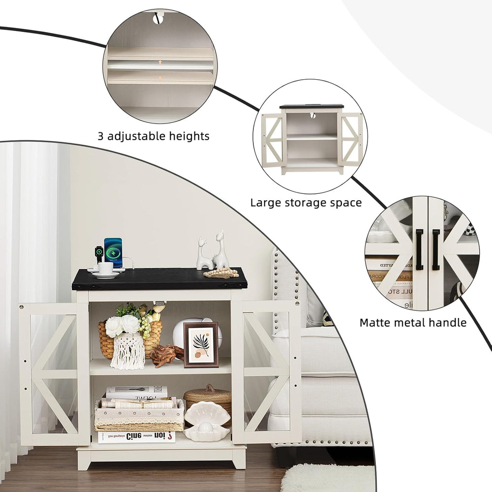 Joaxswe Farmhouse Coffee Table Set 3, End Table and Coffee Table | White 24&#...