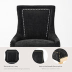 Dining Chairs Set of 8, Kitchen & Dining Room Chairs, Chenille Fabric Upholstered Dinning Chairs, Sillas De Comedor, Nailhead Trim, Metal Legs (Black, 8 Pcs)