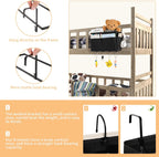 Bedside Storage Organizer 5 Pockets with 4 Hooks Hanging Storage Bag for Headboards/Bunk Bed (Black)