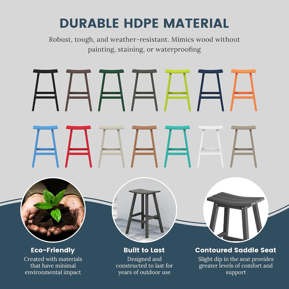 HDPE Laguna Contempo 29" Saddle Bar Stool, Gray