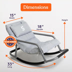 Special Supplies Sensory Rocking Chair for Kids - Comfortable Kids Rocker- Versatile Floor Chair with Soft Fabric and Stability for Playroom, Bedroom, or Nursery (Ages 3+) (Grey)