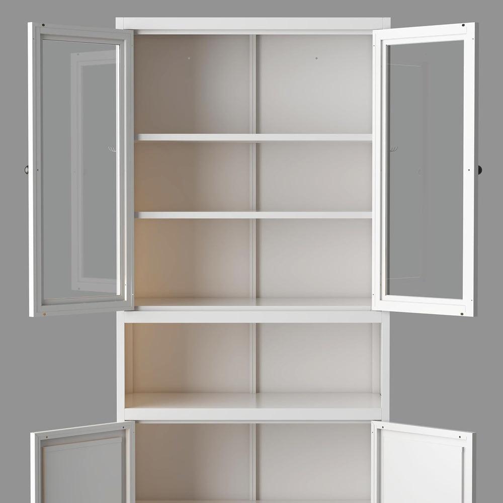 Havemies Modern White Metal Pantry Cabinet - 72" Freestanding Multifunct...