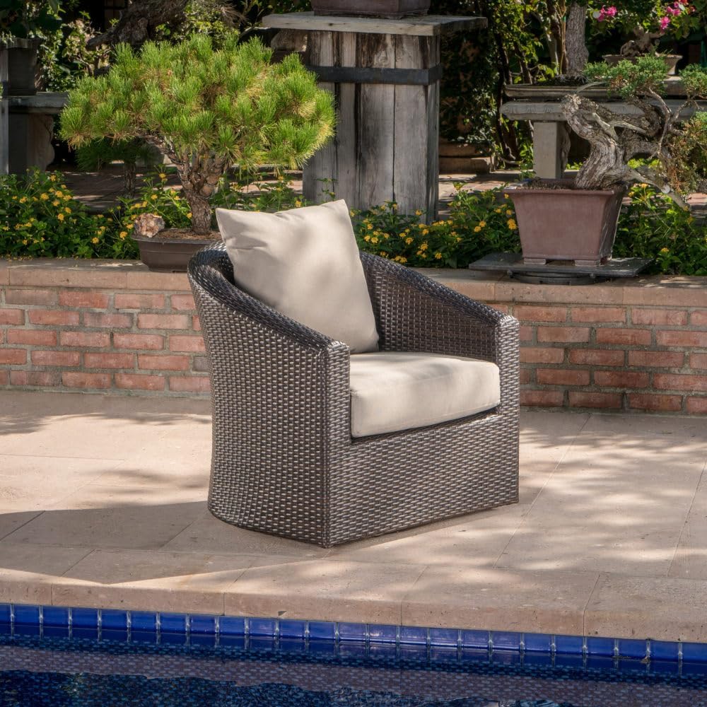Saiveina Outdoor Aluminum Frame Wicker Swivel Chair (Old SKU N757P186009B)