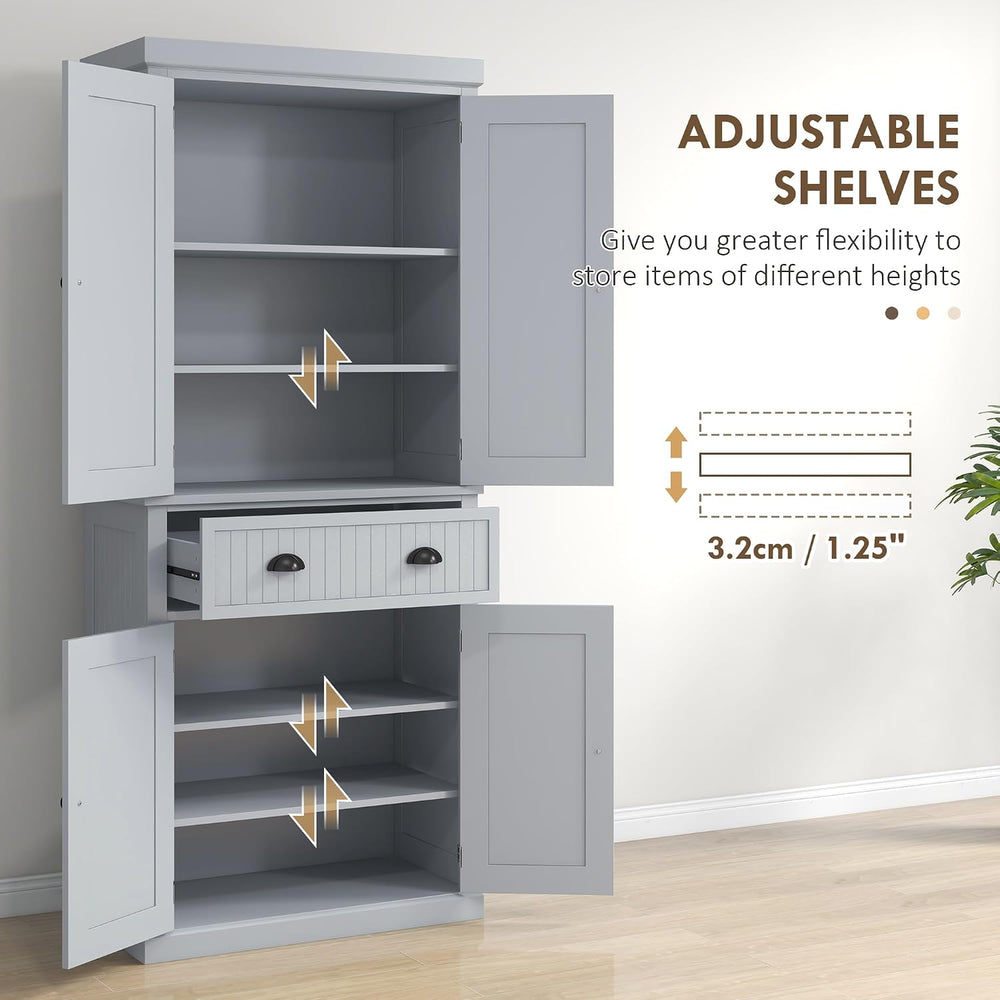 HOMCOM 72" Kitchen Pantry Cabinet Freestanding Tall Storage Cabinet Gray...