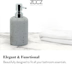ZCCZ -Beige Bathroom Accessories Set 4 Pcs - Toothbrush Holder, Soap Dispenser, Vanity Tray, Bathroom Tumbler - Countertop Vanity Organizer - Bathroom Accessory Set- Toothbrush Holder Set, Stone Sets