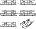 Under Desk Cable Management- 6 Pack Cord Organizer. Metal Wire Cable Management Tray for Office, Studio and Home. Super Sturdy Under Table Cable Managements - Black Cable Organizer