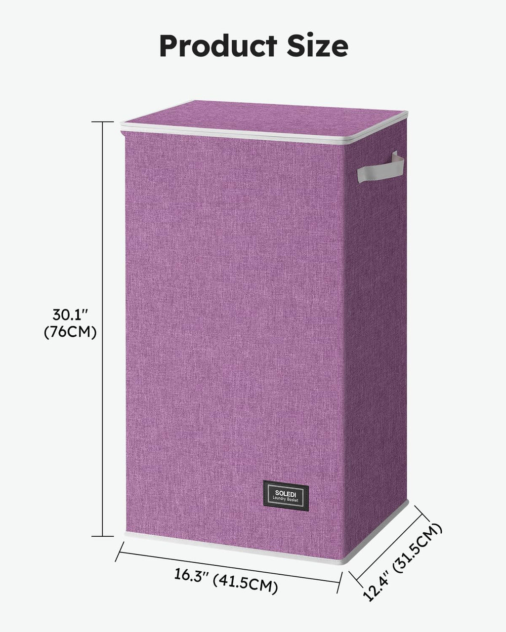 SOLEDI Laundry Hamper with Lid 100L Large & Tall Collapsible Laundry Basket, Clothes Hamper with Bag Removable Easy to Carry, Dirty Hampers for Bedroom, Bathroom, Dorm, College, Purple