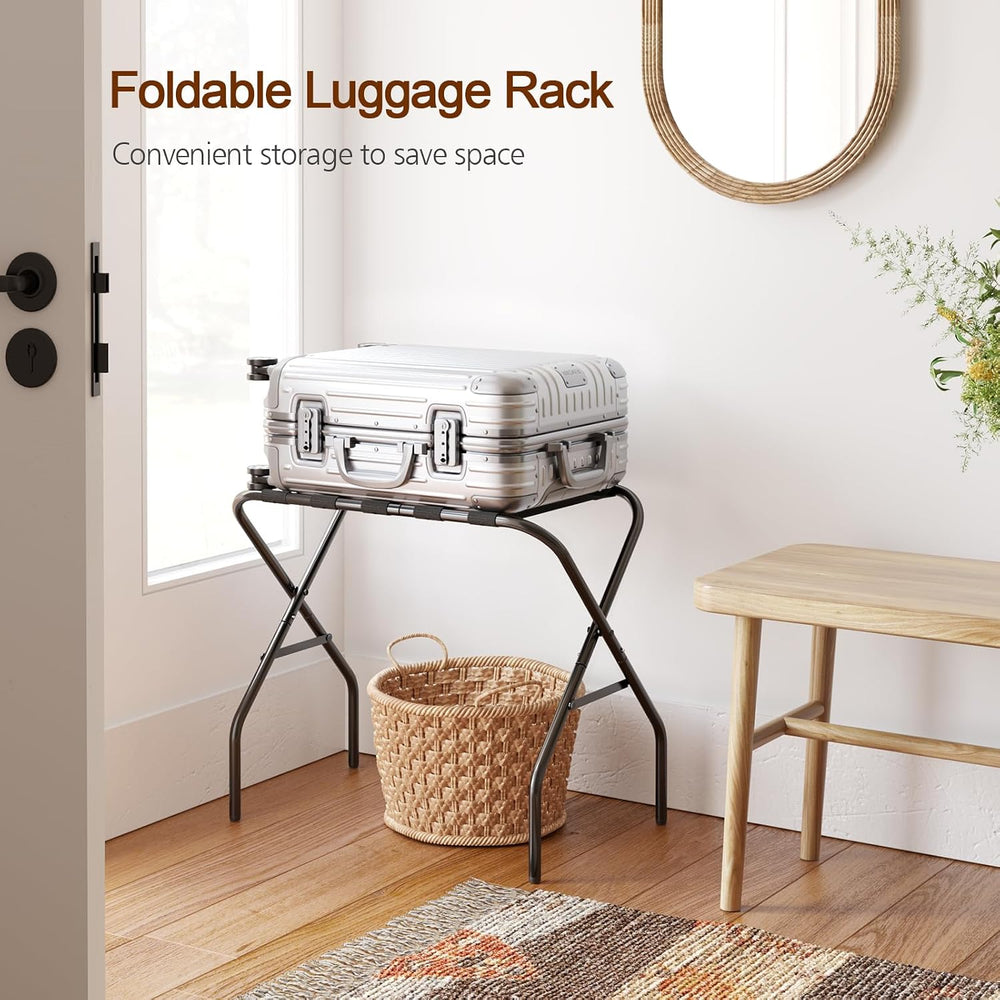 AMHANCIBLE Luggage Rack, Foldable Suitcase Stands Set of 2, Metal Luggage Hol...