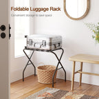AMHANCIBLE Luggage Rack, Foldable Suitcase Stands Set of 2, Metal Luggage Holder for Guest Room, Bedroom, Hotel, Holds up to 110 lb, Easy Assemble, Black HLR01BK