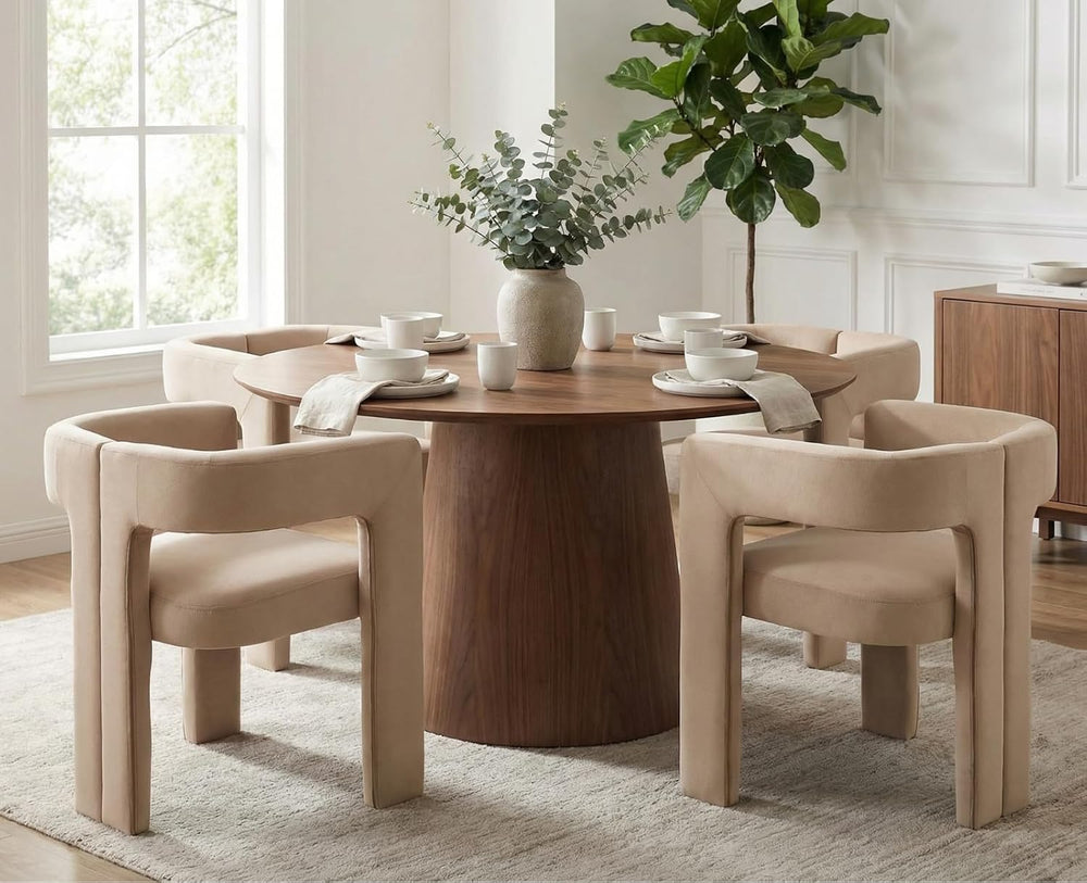CIMOTA Modern Barrel Dining Chairs Set of 4, Velvet Fabric Upholstered Accent...