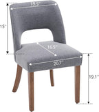 VKNOW Wooden Dining Chairs Set of 2, Modern Fabric Upholstered Dining Room Chair Kitchen Chairs, Farmhouse Dinner Chair for Kitchen Dining Room, Fabric Grey