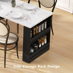 82.6" Fluted Kitchen Island with Extendable Dining Table for 4-6 | Large Island Table for Kitchen with Power Outlet, Double-Side Storage, 2 Drawers, 2 Side Open Shelves for Dining Room