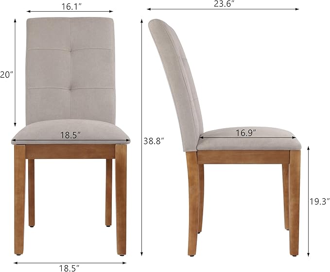 DAGONHIL Dining Chairs Set of 4, Modern Upholstered Fabric Dining Room Chairs, Armless Kitchen Chairs with Wood Legs and Padded Seat for Living Room, Bedroom, Kitchen (Grey)
