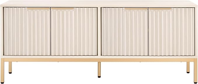 SAFAVIEH Lylia TV Stand for up to 65" Flatscreen – White & Gold, 4 D...