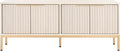 SAFAVIEH Lylia TV Stand for up to 65" Flatscreen – White & Gold, 4 Doors with Interior Storage, Entertainment Media Console Cabinet (MED9623C)