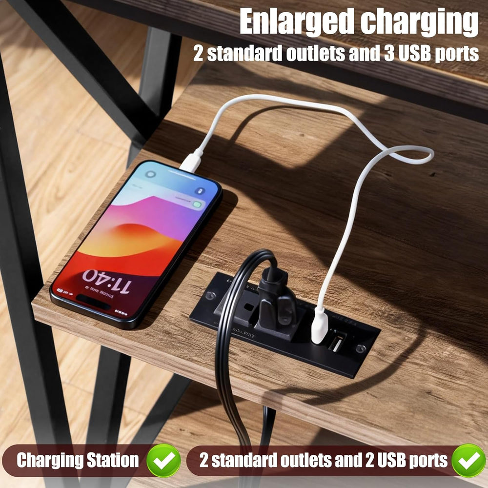 End Tables Living Room Set of 2, Square End Table with Charging Station, 16&q...