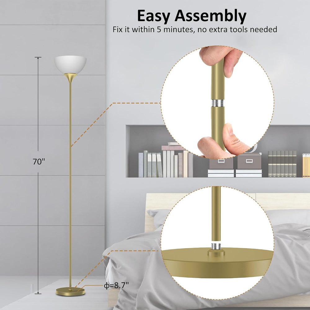 PESRAE Floor Lamp, Remote Control, Stepless Brightness & Color Temperature