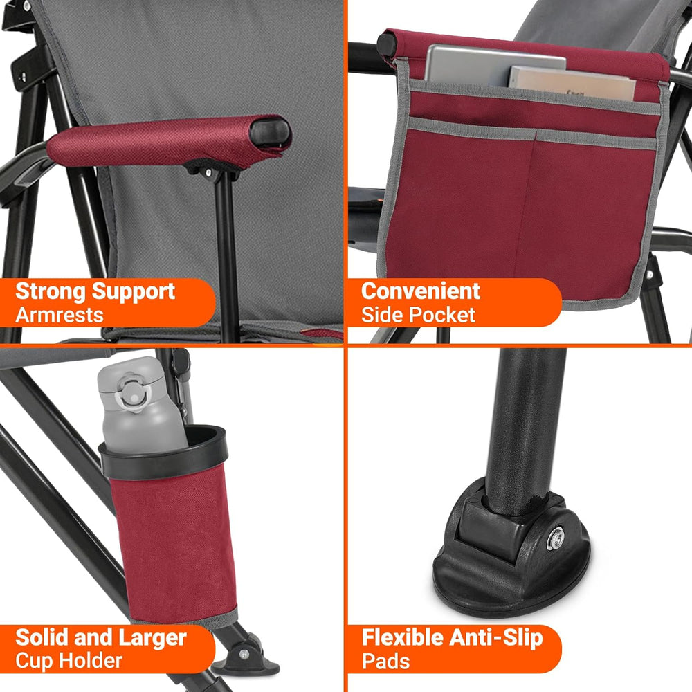 Overmont Camping Chair with Lumbar Support for Adults - Oversized with High B...
