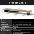 White Oak Dual‑Tier Ergonomic Desk Setup – Modern Wooden Monitor Stand & Workspace Riser, Home Office & Minimalist Aesthetic (White Oak, Large)