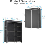 VIPEK V7C Garment Racks with Cover Portable Closets for Hanging Clothes, Heavy Duty Clothes Rack with Shelves Metal Closet Wardrobe, Max 670lbs, Black Rack with Black Upgraded Polyester Cover