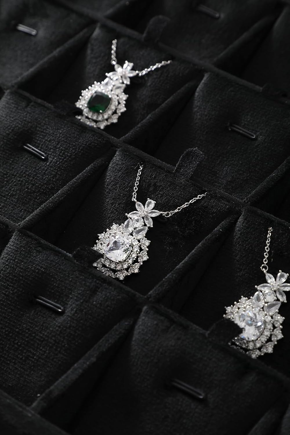 Stackable Jewelry Trays, Velvet Earring Box,Premium Necklace Box,Luxury Jewelry Display Case,Black Pendant Trays