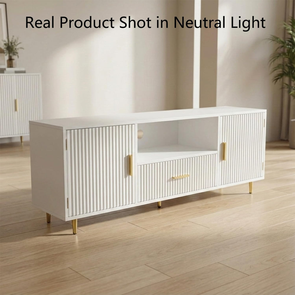 DIYART Modern Fluted TV Stand for 55/60/65 Inch TV, 57" Entertainment Ce...