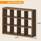 furtble Bookshelf with Storage Bins, 12-Cube Storage Organizer, Modern Wood Open Bookcase, Multifunctional Display Shelf for Living Room, Bedroom, Home Office, Classic Oak