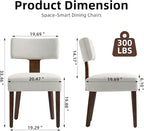 Dining Chairs Set of 8, Fabric Upholstered Wood Kitchen Chairs, Armless Linen Curved Backrest Accent Chair Farmhouse Modern Dining Chairs with Foot Pad for Kitchen/Living Room/Restaurant/Cafe-Beige