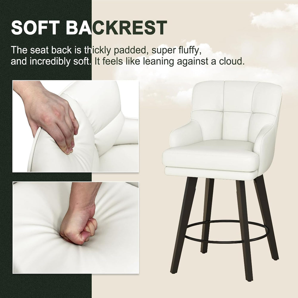 SAECKBERG 360°Swivel Counter Height Bar Stools with Back, 26 inch Solid Wood ...