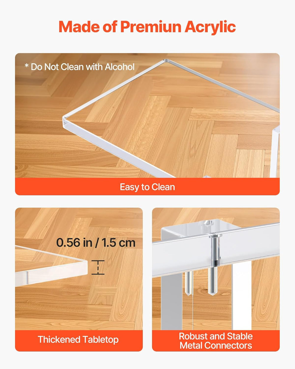 VEVOR Acrylic Narrow Console Table for Entryway, Clear Skinny Entry Side Tabl...