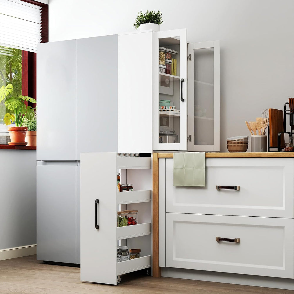 70.87" H Slim Display Storage Cabinet with 4 Tier Multi-Functional Pull-...