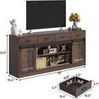 St.Mandyu 70" Large Farmhouse TV Stand for 85/80/75/70 Inch TVs w/4 Drawers,Rustic Tall Media Console w/Sliding Barn Door, Adjustable Shelves,Tall Entertainment Center for Living Room,Brown
