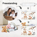 Clasty Animal Flower Kid Storage Basket Foldable Laundry Hamper, 36L Fox | Rectangle Clothes Book Gift Toy Organizer Bin, Playroom Bedroom Bathroom, Deer Raccoon, Girl Woodland Nursery Decor Basket