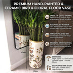 Hand Painted Ceramic Umbrella Stand Floor Vase, Large Tall Indoor Umbrella Holder For Entryway, Decorative Flower Vase For Bamboo Plants Home Decor(A)