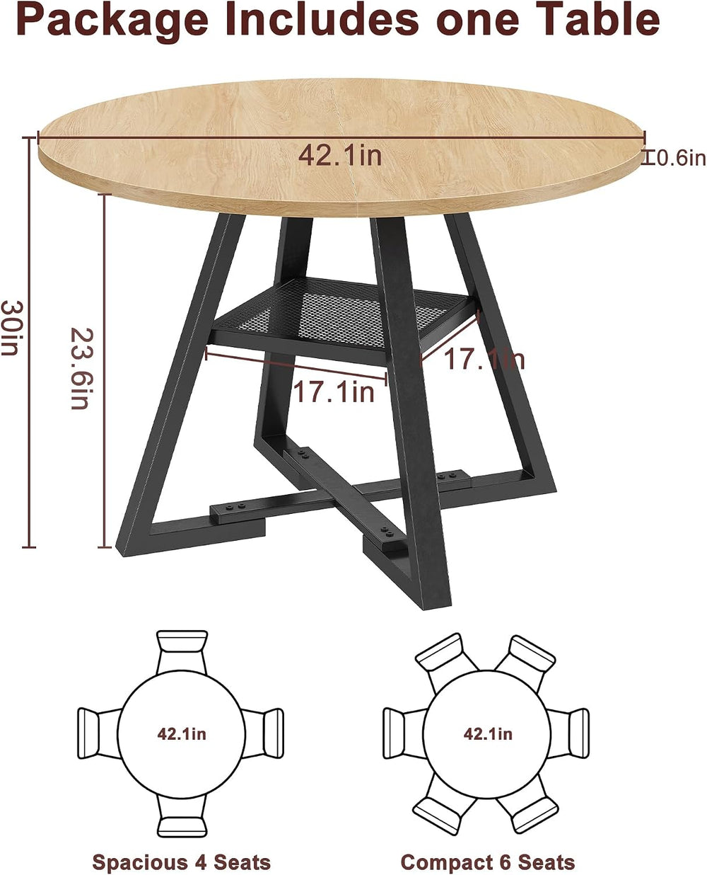Jocoevol Round Dining Table,Kitchen Dining Room Circle Dinner Pedestal Table,...