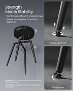 VASAGLE EKHO Collection - Dining Chairs Stools Set of 2, Upholstered Kitchen Chairs, Vanity Stools, Synthetic Leather with Stitching, Mid-Century Modern, 19-Inch Tall, Easy Assembly, Ink Black
