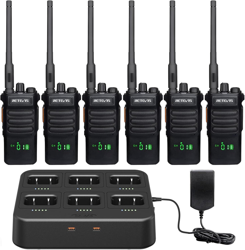 Retevis RT86 2 Way Radio Long Range with 6 Way Charger for Warehouse,6Pack