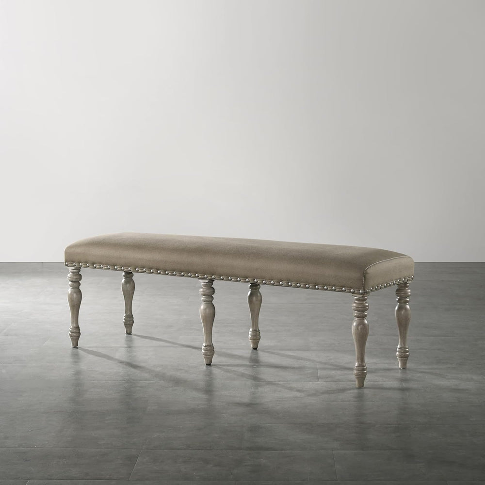 Roundhill Furniture Birmingham Microfiber Upholstered Bench with Nail Head Tr...