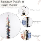 SNOWSTAR Macrame Hair Claw Clip Organizer with Rotating Hook and 20 Metal Rings,Hanging Hair Clip Holder and Storage for Women Girls,Claw Clips Hanger Home Decor for Wall,Door,Closet (Black1PCS)