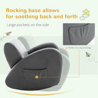 Qaba Kids Sofa Rocking Chair with Side Pocket Toddler Chair Grey | Toddler Armchair, PU Leather, For Children