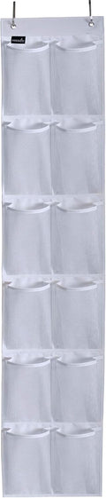 MISSLO Heavy Duty Over The Door Storage with 12 Mesh Pockets (White)