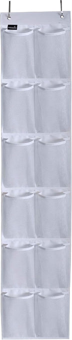 MISSLO Heavy Duty Over The Door Storage with 12 Mesh Pockets (White)