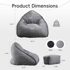 Bean Bag Chair with Ottoman for Adults, Large Corduroy Bean Bag Couch, Boneless Chaise Lounge Reading Chair with High-Resilience Foam, Floor Lounger for Bedroom Living Room (Grey)