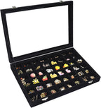 Vicoter Velvet Jewelry Tray 48 Compartments Jewelry Display Organizer with Transparent Cover Rings, Earrings, Necklaces, Pendants Storage Box for Girls, Wives, Mothers, Women
