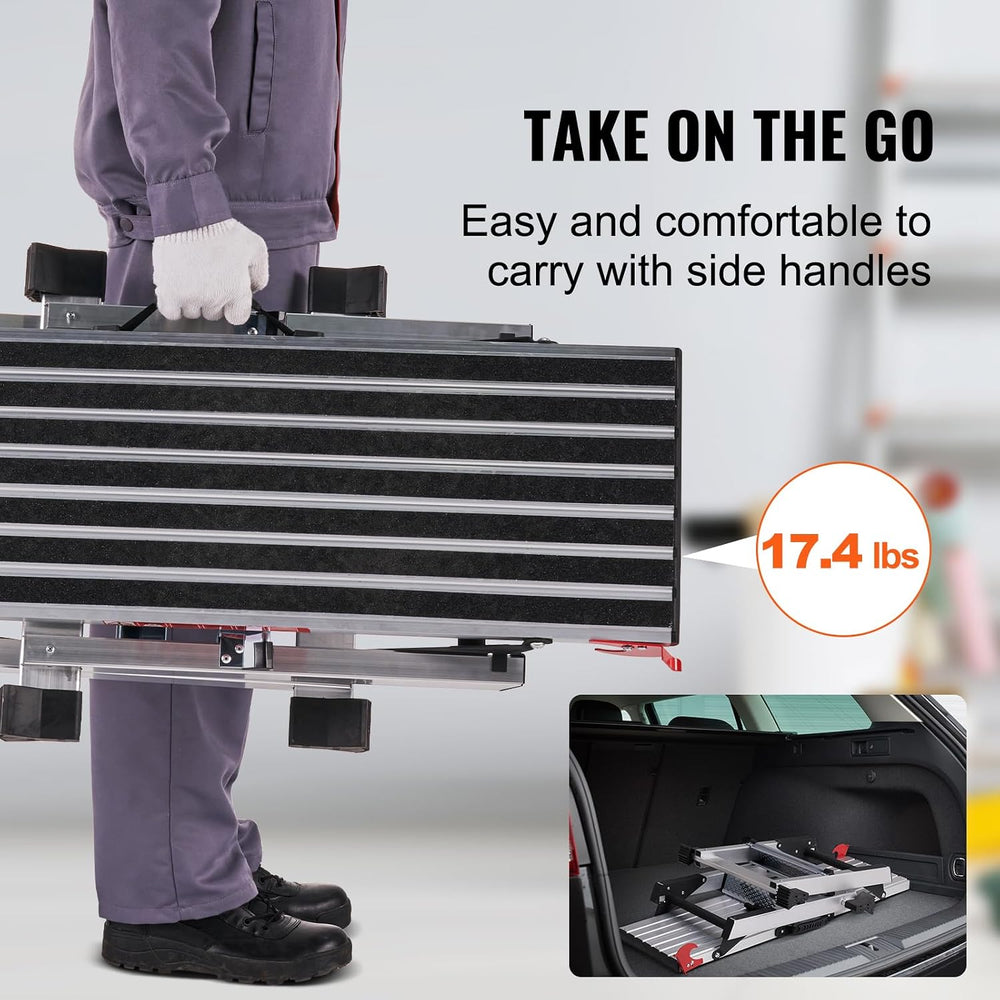 VEVOR Folding Work Platform, 40"×12"×20" Aluminum Drywall Stoo...