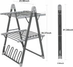 Electric Heated Clothes Drying Rack,Foldable Heated Garment Dryer with Timer Shut-Off Laundry Rack for Clothes Shoes Socks,Aluminum Alloy,Space Gray,Plug & Play,(39.37x25.98x23.82in)