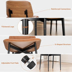 Dining Chairs Set of 8, Dining Room and Kitchen Chairs, Mid Century Modern Accent Chair, Upholstered PU Leather Chairs for Vanity with Walnut Bentwood and Metal Legs, Light Tan