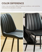 CLIPOP Dining Chairs Set of 6, Upholstered Kitchen Chairs with Comfortable Faux Leather Seat, Metal Legs, Modern Black Leather Dining Chairs, Easy Assembly