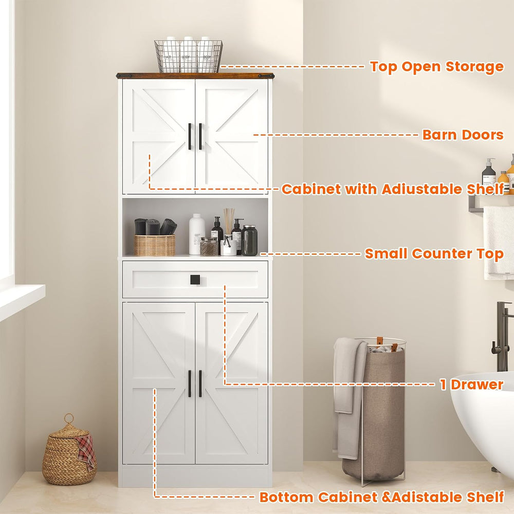 67" Tall Farmhouse Pantry Cabinet with Drawer,Small Storage Cabinet for ...